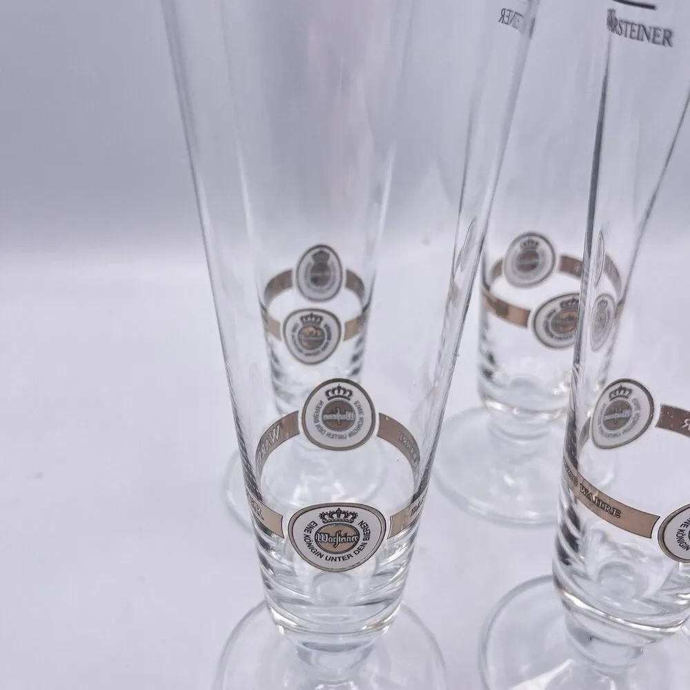 Vintage German 8” .2L Warsteiner pilsner Glasses